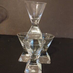 Ekenas Sweden MCM Pyramid Pattern, set of 4 shot glasses, very rare